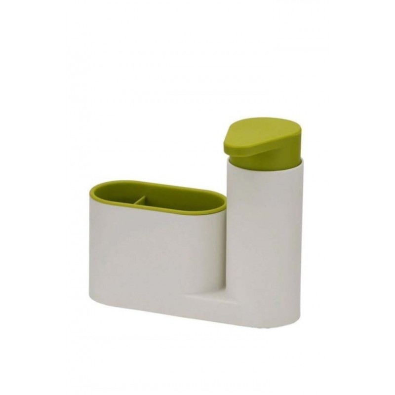 Dispenser pentru baie 2 in 1, dispenser de sapun si alte spatii de organizare pentru obiecte, practic ,design modern, alb/verde,