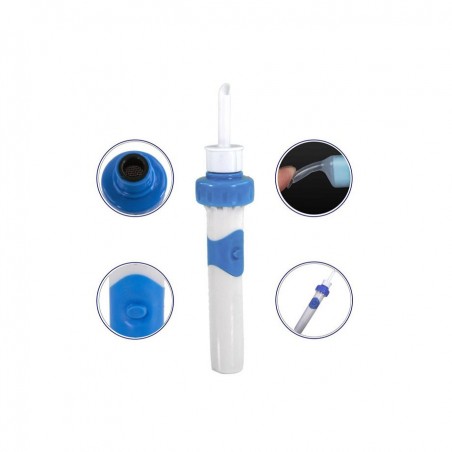Aspirator pentru urechi Wax Vacuum, cu vibratii si micro-aspirare, pentru adulti copii, alb/albastru