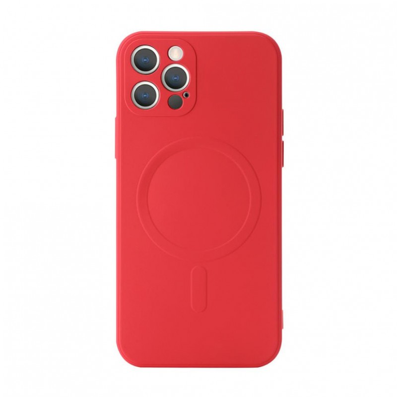 Husa pentru iPhone 13 Pro Max din silicon, captusita cu microfibra,design modern, rosu, marime 6.7 inch