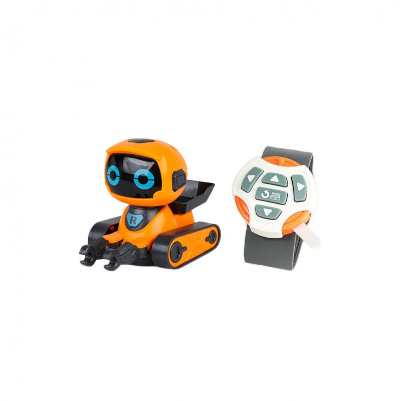 Robot Speddy Rob, cu telecomanda tip ceas, baterii incluse, design modern, efecte luminoase, portocaliu
