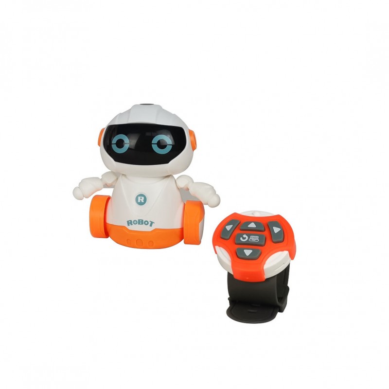 Robot Follow Rob, cu telecomanda tip ceas, baterii incluse, design modern, efecte luminoase, alb