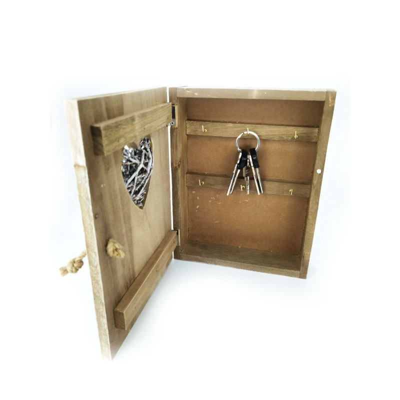 Cutie suport pentru chei, din lemn, lucrata manual cu atentie la detalii, maro, doty