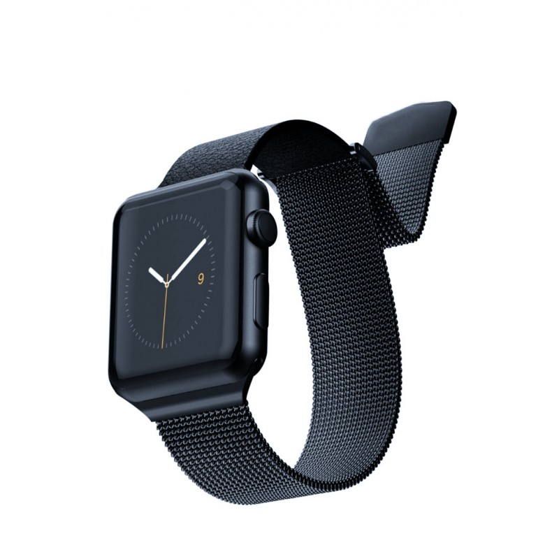Curea GraphitDesign magnetica din otel inoxidabil, 42 mm, compatibila cu Apple Watch seria 1, 2, 3, 4, 5, 6, grafit