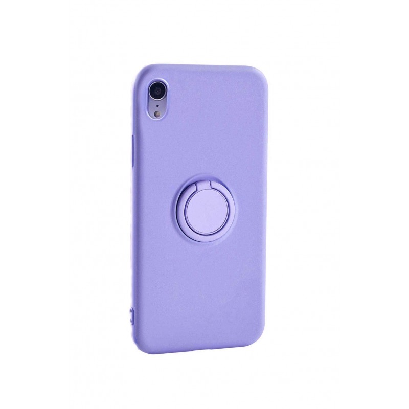 Carcasa  iPhone XR , mov, Suport tip Inel, Liquid Silicone , marime 6.1 inch