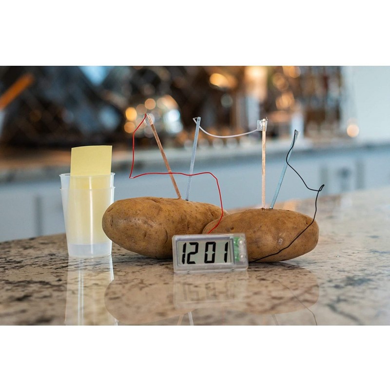 Kit Ceas digital fara baterii, energie din cartofi si legume, experiment stintific pentru copii
