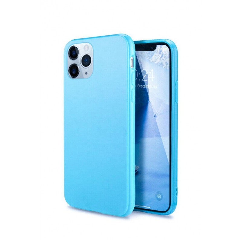 Husa pentru iPhone 11  ,albastru deschis, captusita cu microfibra, Liquid Silicone marime de  6.1 inch