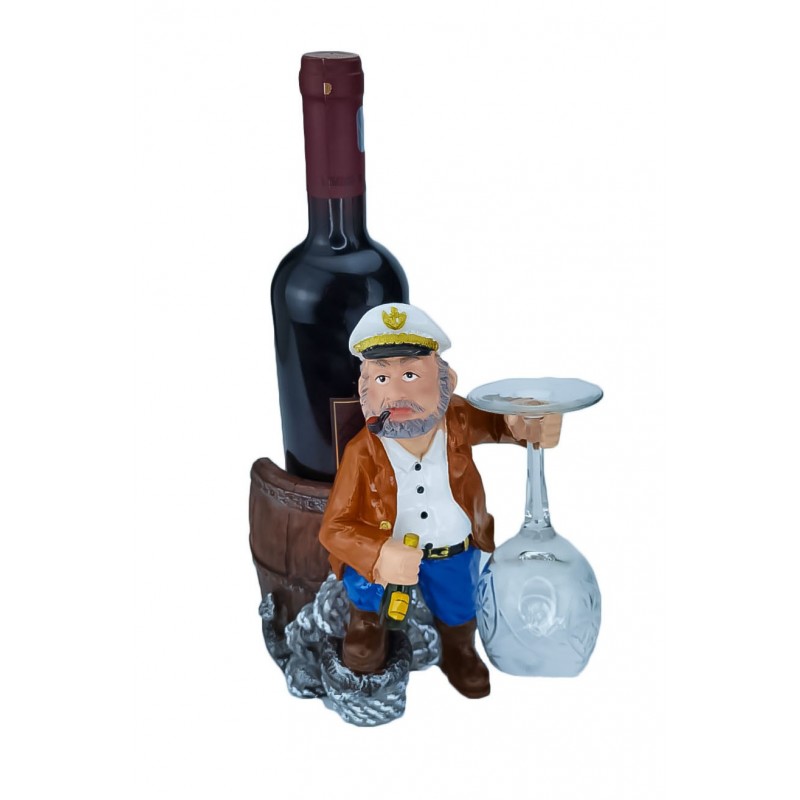 Suport sticla de vin, figurina marinar si butoi de vin , suport pentru pahar,material rasina,23 cm, doty
