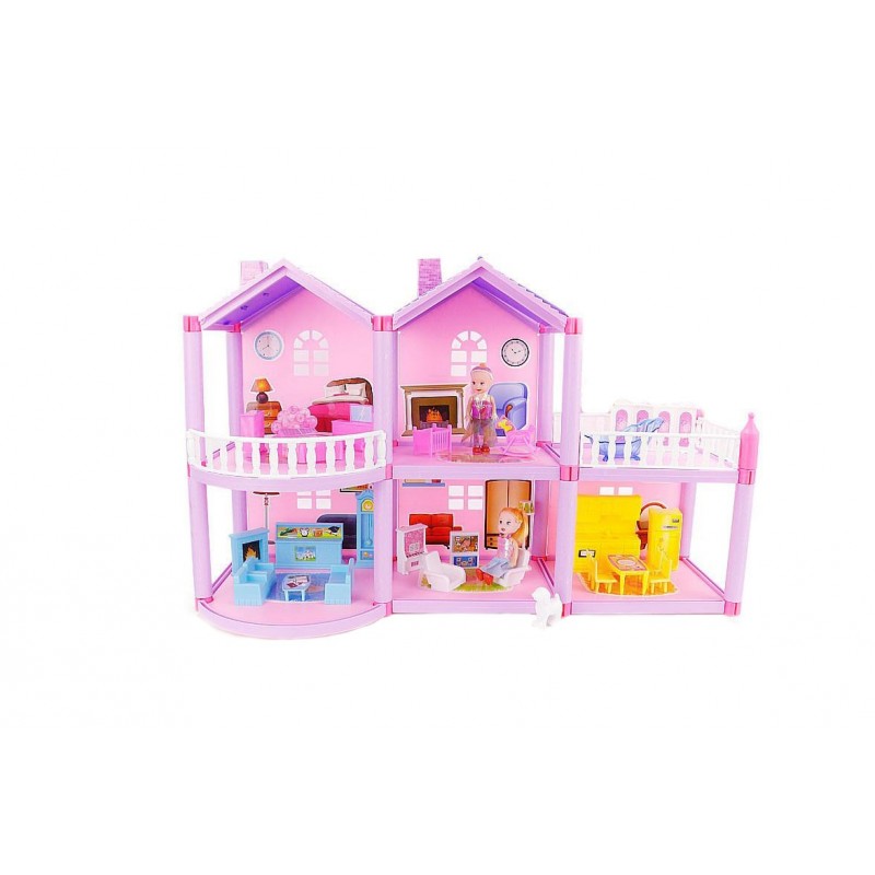 Casa pentru papusi,Lovely House,  90 de piese,  culoare roz,usor de montat, Doty