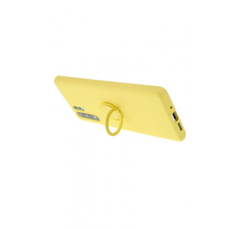 Husa pentru  Huawei P30 Pro  , galben, Suport tip Inel,captusita cu microfibra, Liquid Silicone