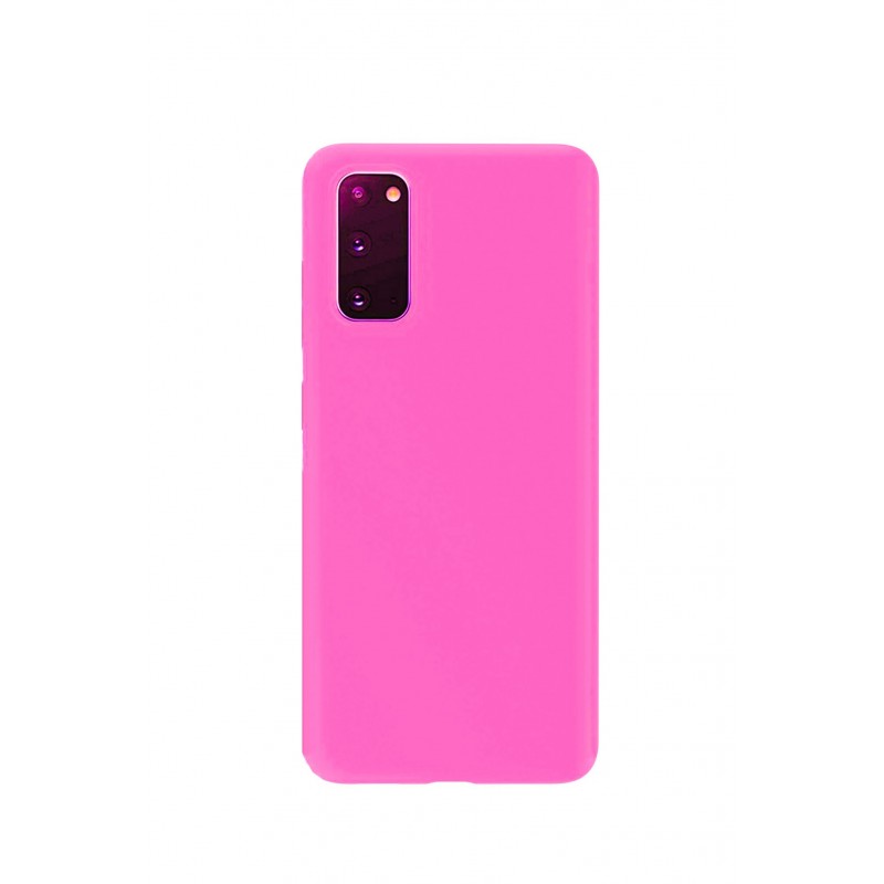 Husa pentru Samsung Galaxy S20 , roz neon, Liquid Silicone,captusita cu microfibra,marime 6.2 inch,Doty