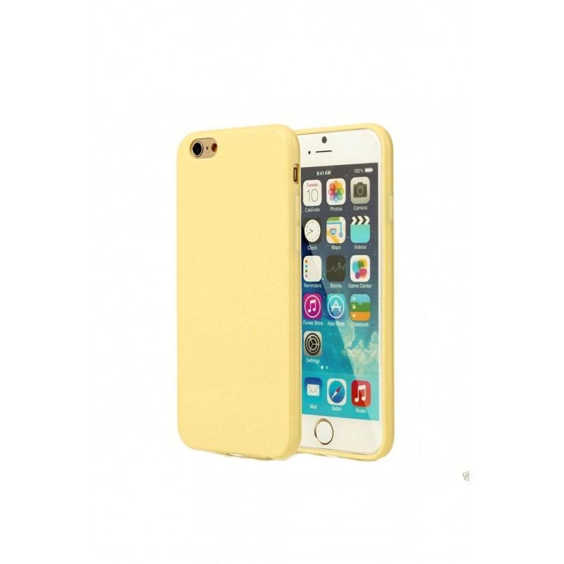 Husa pentru iPhone 8,galben, captusita cu microfibra, Liquid Silicone