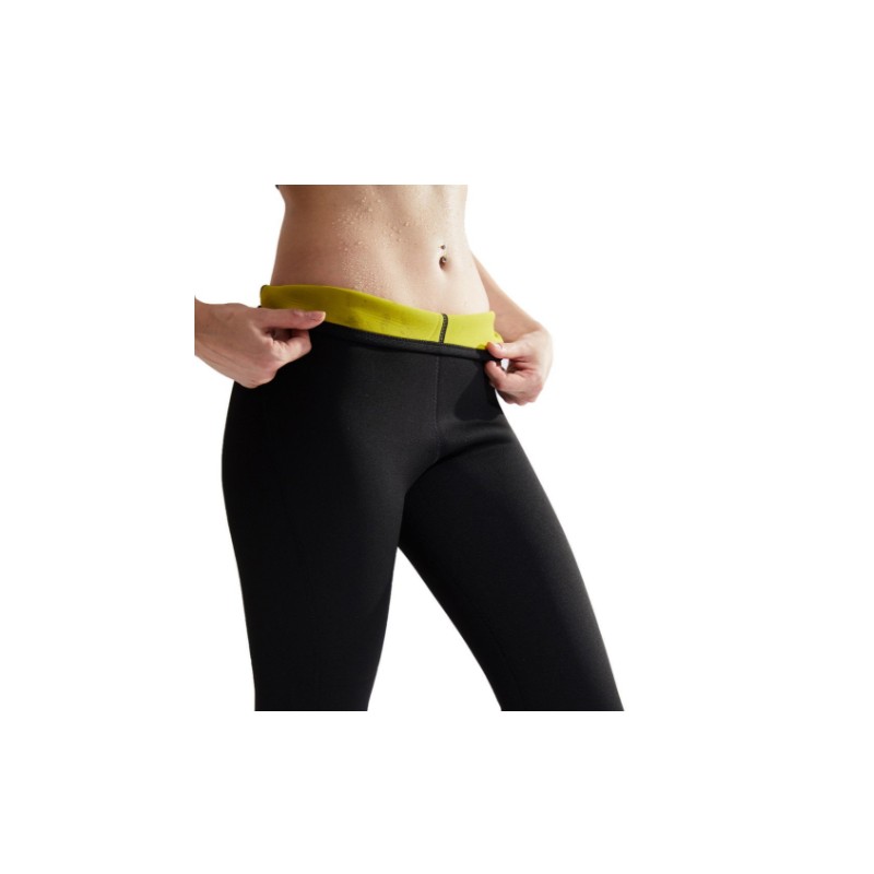 Pantaloni sport pentru femei Sauna Shape,negru/galben, marime M