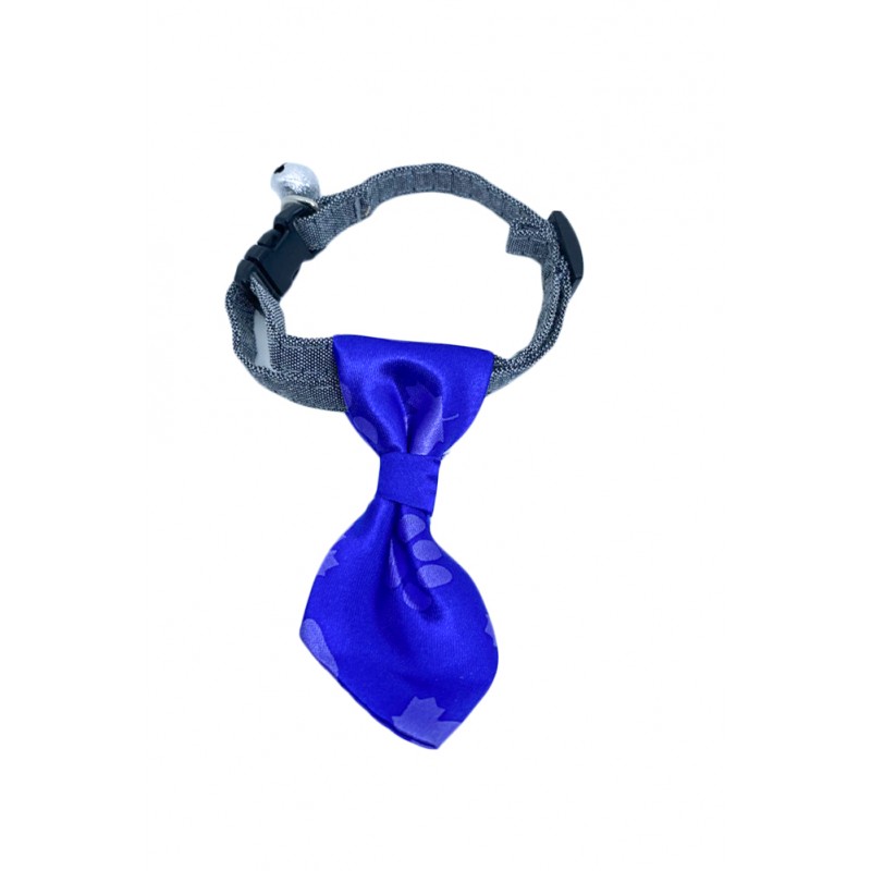 Cravata Ring Raley, pentru animale de companie, mici,32-24 cm, reglabila, clopotel inclus, albastru