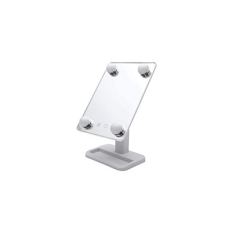 Oglinda cosmetica BeautyON Mirror,rotatie 360 , cu LED, USB inclus, 25x18 cm ,tavita inclusa,alb