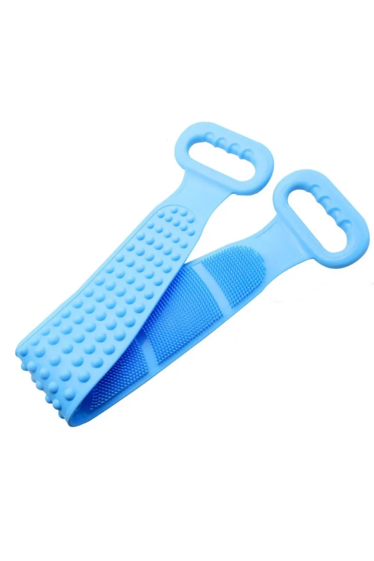 Burete de baie 2 in 1 Sponge Brush, tip perie, din silicon, 69 cm, cu 2 fete, usor de utilizat, albastru, Doty