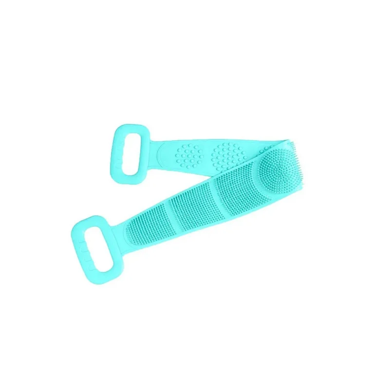 Burete de baie 2 in 1 Sponge Brush, tip perie, din silicon, 69 cm, cu 2 fete, usor de utilizat, turcoaz, Doty®