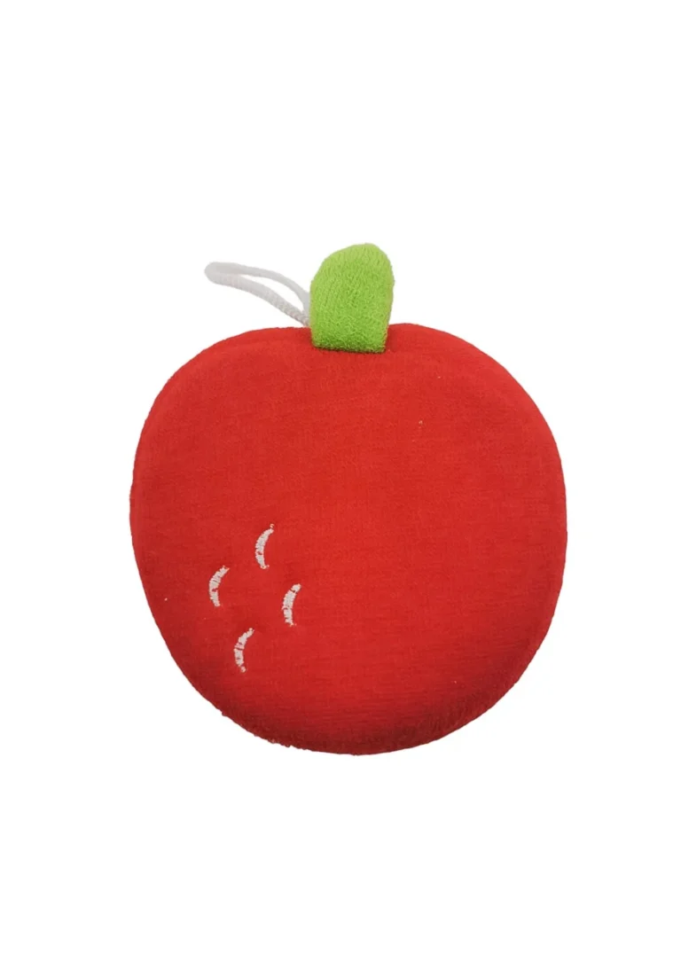 Burete de baie AppleBath, forma mar, cu 2 fete, microfibra si in, efect exfoliant, 10 cm, rosu, Doty®️