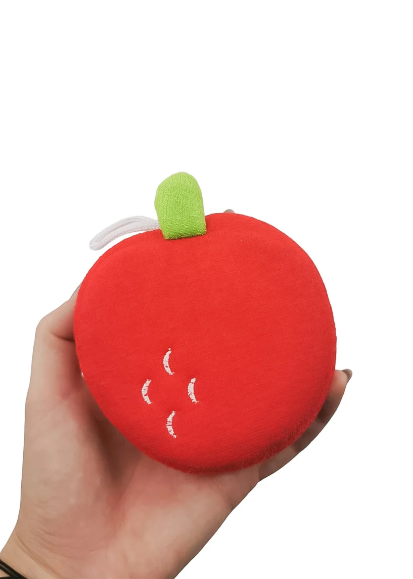 Burete de baie AppleBath, forma mar, cu 2 fete, microfibra si in, efect exfoliant, 10 cm, rosu, Doty®️ – imagine 3