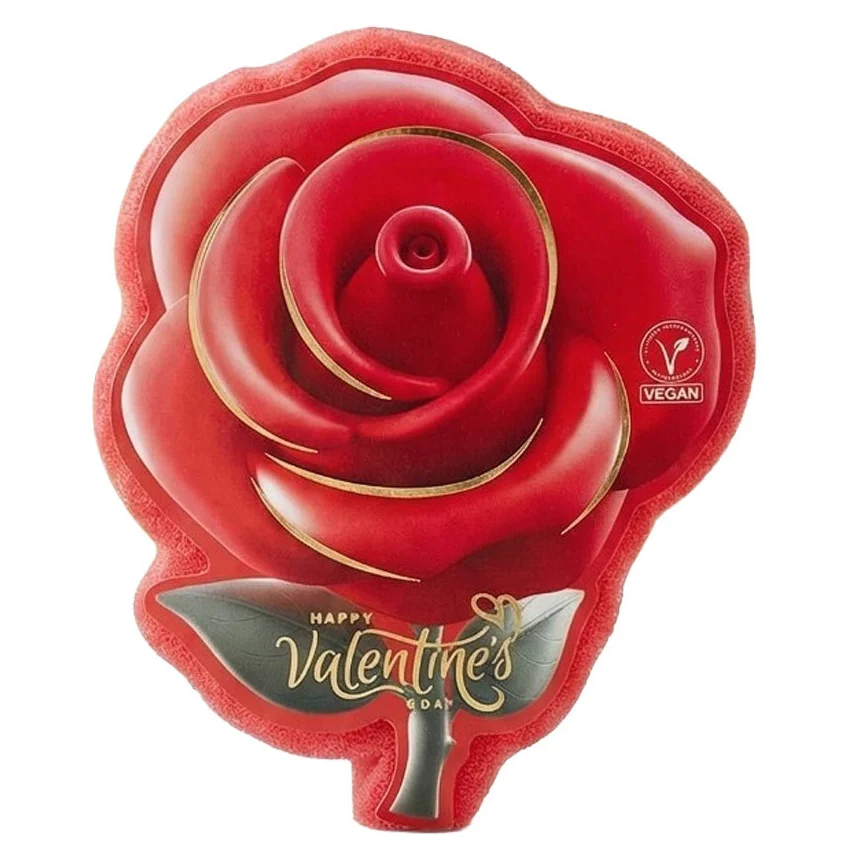 Burete de baie exfoliant Editie Ziua Indragostilor La Roma Rose Sponge, aroma dulce, senzuala si romantica, cu sapun vegan integrat, 110g, 9-13 cm, rosu titian – imagine 4