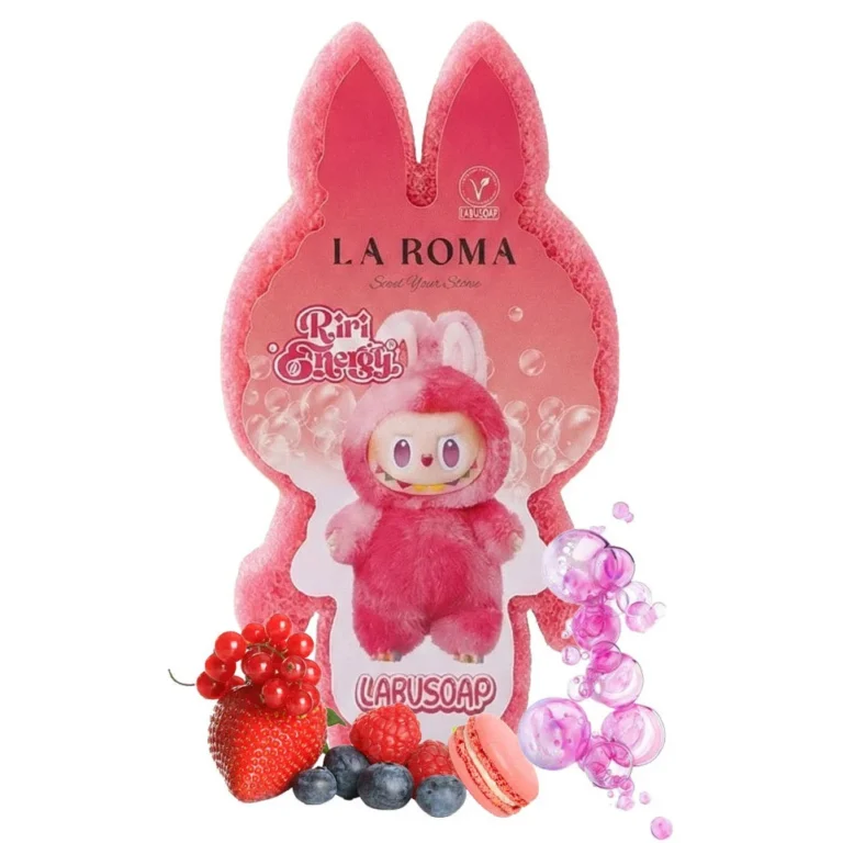 Burete de baie pentru copii La Roma Lulu's Sponge, aroma fructe rosii, moment de rasfat si relaxare pentru cei mici, 110g, 12-13cm, rosu grenadine