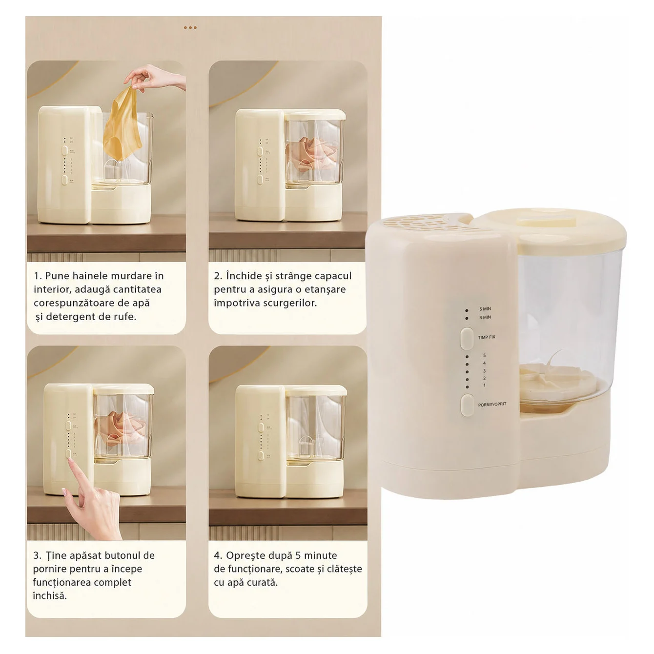 Dispozitiv 2 in 1 de curatare PureWash Duo Doty®, eficienta unei mini masini de spalat + statie dedicata curatarii pensulelor de machiaj, usor de utilizat, portabil – imagine 5