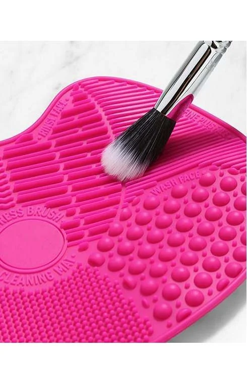 Dispozitiv de curatat pensulele de machiaj Hygeia, fabricata din silicon, utila, ventuze de prindere, multiple striatii, roz,doty 35 cm – imagine 2