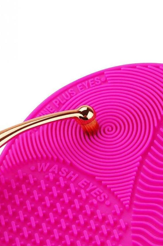 Dispozitiv de curatat pensulele de machiaj Hygeia, fabricata din silicon, utila, ventuze de prindere, multiple striatii, roz,doty 35 cm – imagine 3