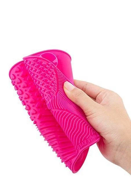 Dispozitiv de curatat pensulele de machiaj Hygeia, fabricata din silicon, utila, ventuze de prindere, multiple striatii, roz,doty 35 cm – imagine 4