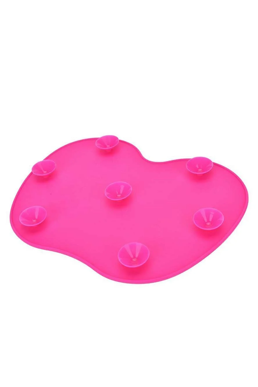 Dispozitiv de curatat pensulele de machiaj Hygeia, fabricata din silicon, utila, ventuze de prindere, multiple striatii, roz,doty 35 cm – imagine 5
