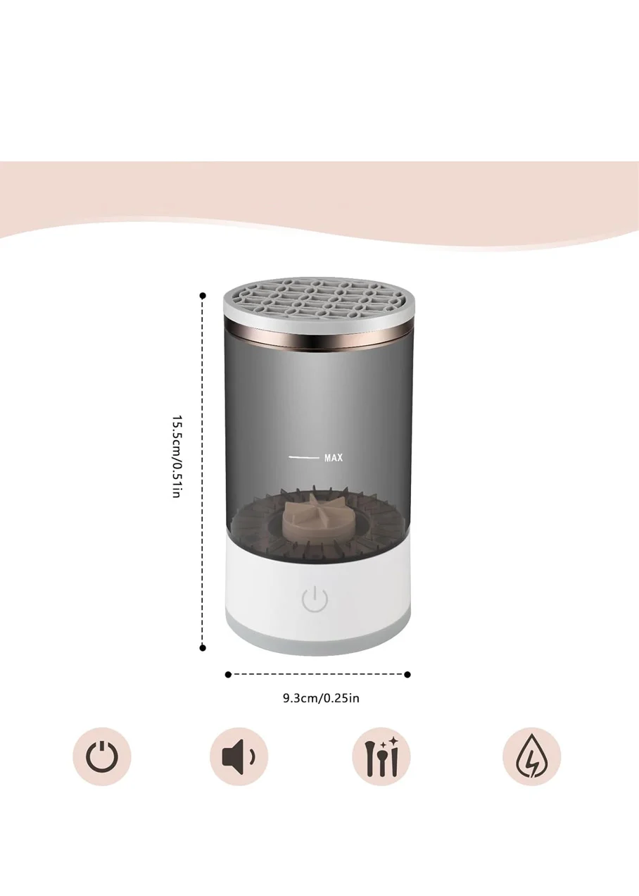 Dispozitiv electric pentru curatarea si uscarea pensulelor de machiaj Clean&Beauty Doty®, USB inclus, spala mai multe pensule simulatan, cu ultrasunete, alb cu accente aurii – imagine 3