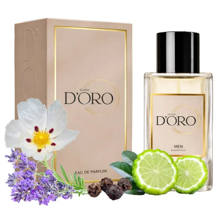 Apa de Parfum pentru barbati D'oro M130 Sovaj, cu bergamota, lavanda, piper Sichuan si labdanum, aromatic-lemnos, miros magnetic, proaspat si citric, 50ml