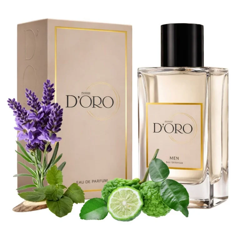 Apa de Parfum pentru barbati D'oro M150 Hommes, cu bergamota, cedru, lavanda si patchouli, aromatic-lemnos, nota citrica luminoasa si eleganta, 100ml