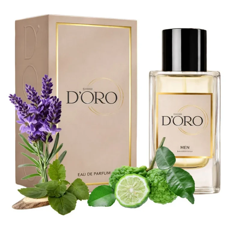 Apa de Parfum pentru barbati D'oro M150 Hommes, cu bergamota, cedru, lavanda si patchouli, aromatic-lemnos, nota citrica luminoasa si eleganta, 50ml