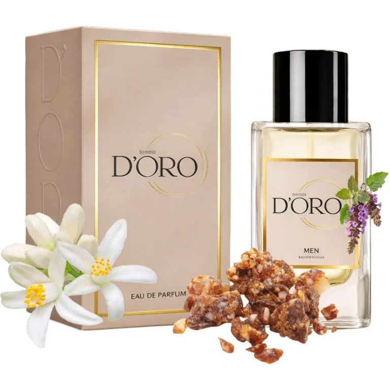 Apa de Parfum pentru barbati D'oro M87 Guilty, cu flori de portocal, unt de iris, benzoina si patchouli, lemnos-florala ambrata, miros sofisticat, indraznet si senzual, 50ml