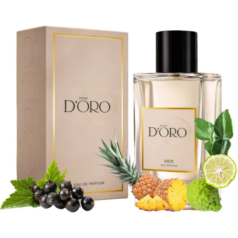 Apa de Parfum pentru barbati D'oro M97 Aventuros, cu ananas, coacaze negre, mere si bergamota, lemnos-fructat, miros intens, fresh, citric si exotic, 100ml