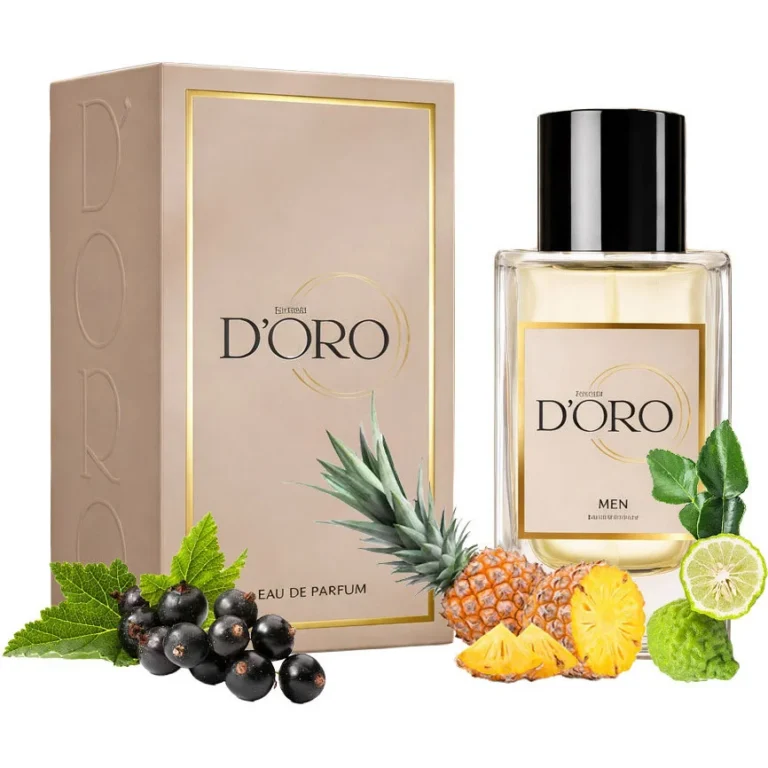 Apa de Parfum pentru barbati D'oro M97 Aventuros, cu ananas, coacaze negre, mere si bergamota, lemnos-fructat, miros intens, fresh, citric si exotic, 50ml