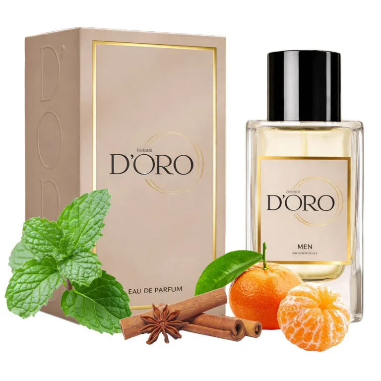 Apa de Parfum pentru barbati D'oro MM63 Millions, cu madarine, menta si scortisoara, oriental-condimentat, miros vibrant si seducator, 50ml