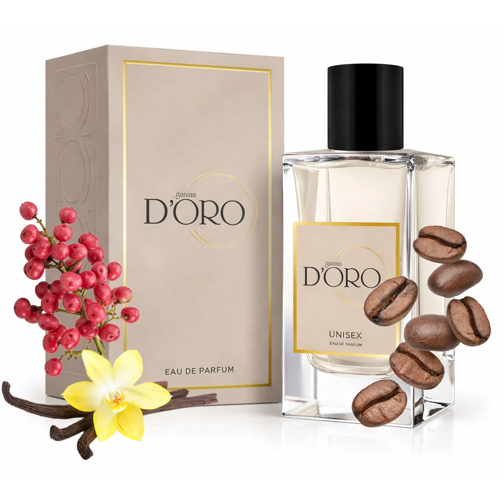 Apa de Parfum unisex D'oro U4 Coffee Essence, cu piper roz, cafea, vanilie si patchouli, note oriental-gurmande, miros cald, captivant si energizant, 50ml