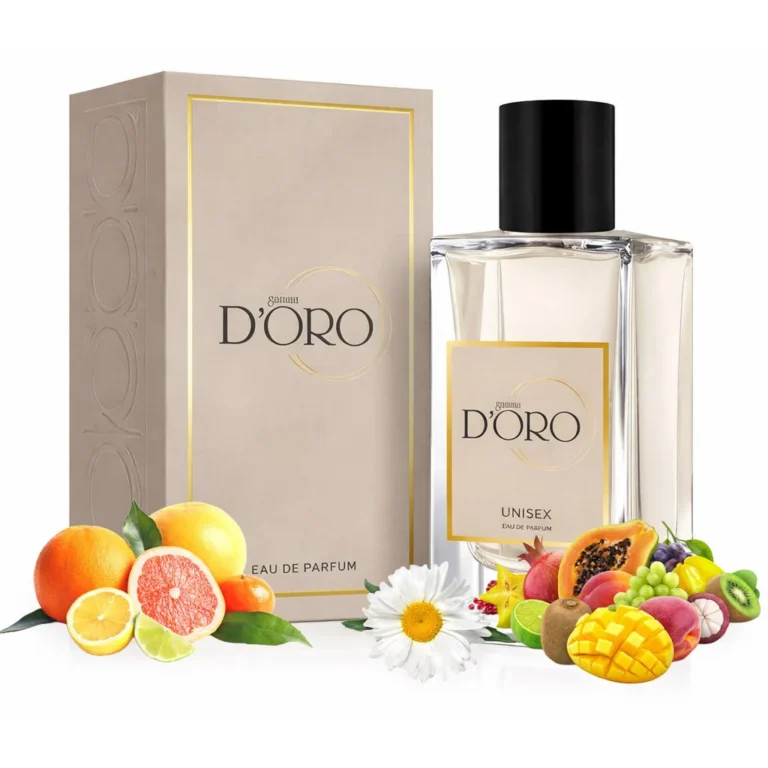 Apa de Parfum unisex D'oro U5 Pure Herbs, cu citrice, fructe tropicale, musetel si ambra, fructat-aromatic, nota suculenta si vibranta, miros exotic, exploziv si revigorant, 50ml