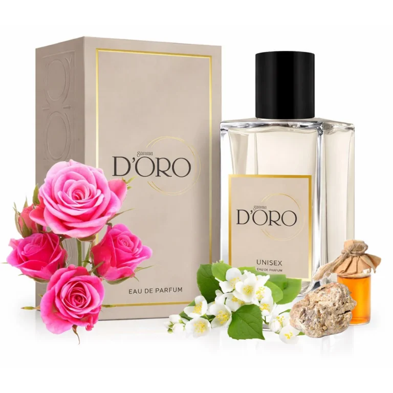 Apa de Parfum unisex D'oro U8 Roses, cu trandafir, iasomie si mosc, floral-moscat, note fine si usor cremoase, miros proaspat, catifelat si rafinat, 50ml