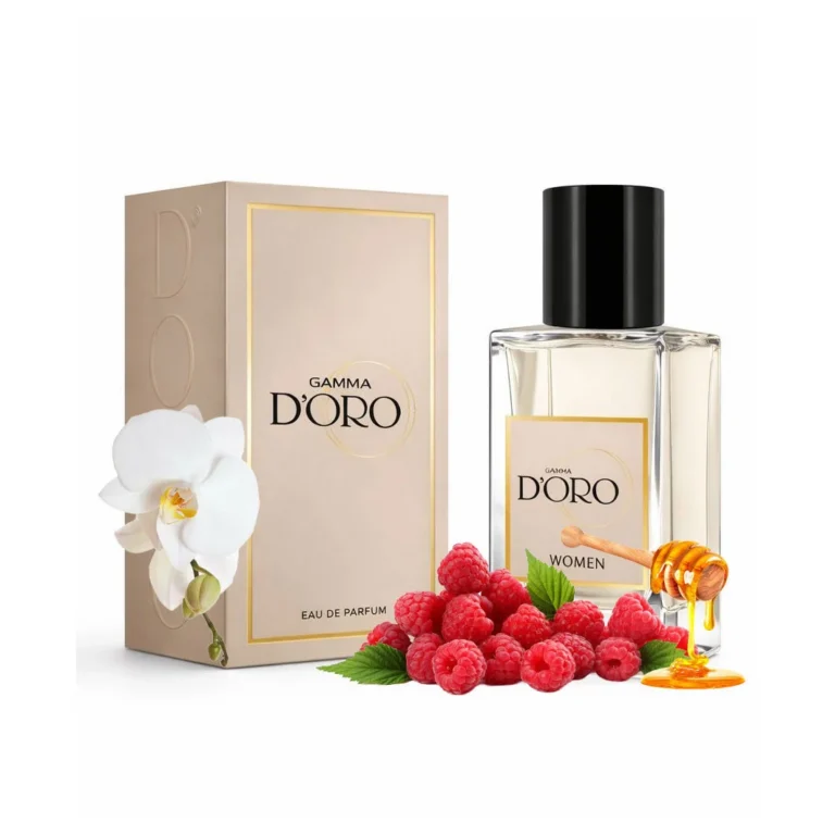 Apa de Parfum pentru femei D'oro W120 Signora, cu zmeura, iris, orhidee si miere, floral-lemnos, miros fresh si seducator, cu accente dulci gurmande, 50ml