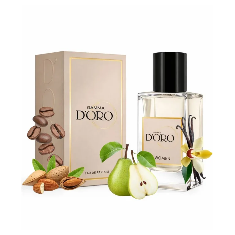Apa de Parfum pentru femei D'oro W201 Black Night, cu para, migdale amare, vanilie si cafea, oriental-gurmand, miros catifelat, seducator si intrigant, nota usor picanta, 50ml
