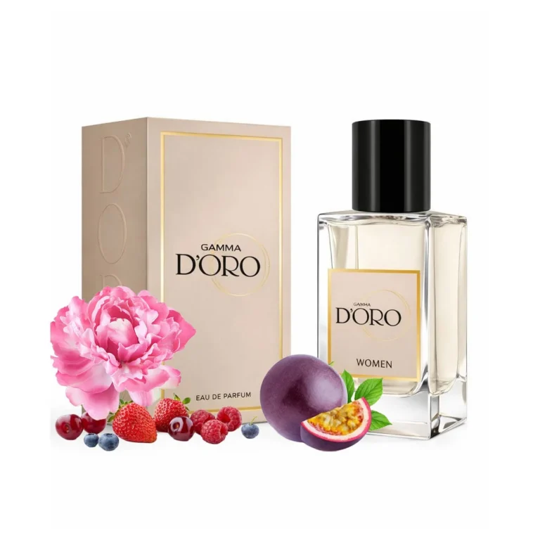 Apa de Parfum pentru femei D'oro W209 Boomb, cu fructul pasiunii, fructe rosii, bujor si mosc, floral-fructat, miros fresh, vibrant, energetic si jucaus, 50ml