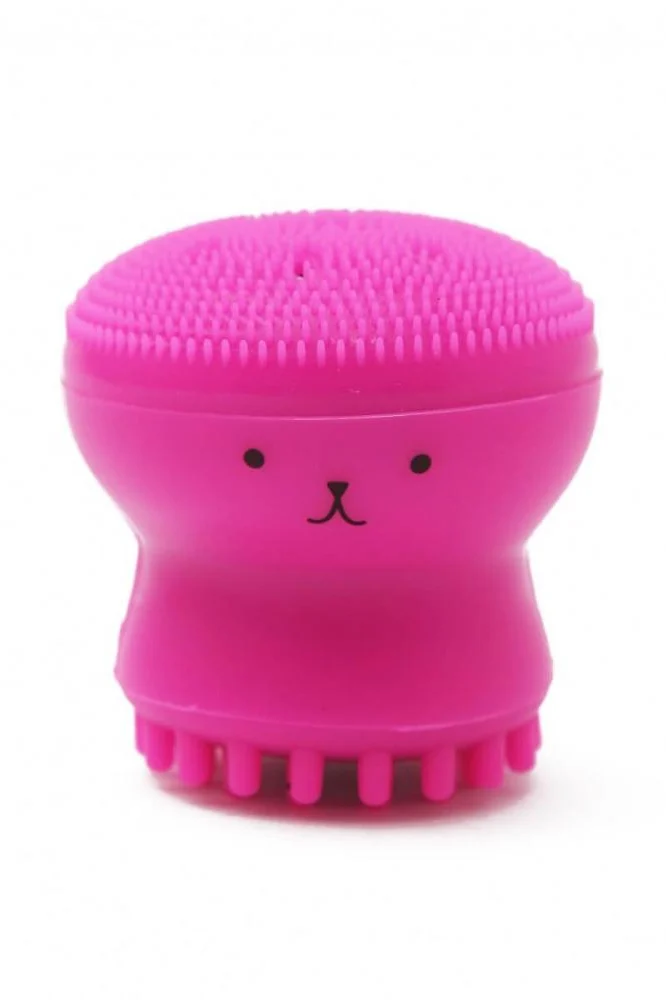 Set Bonita cu buretel cosmetic in forma de para si dispozitiv de curatare faciala, din silicon, roz/albastru, Doty