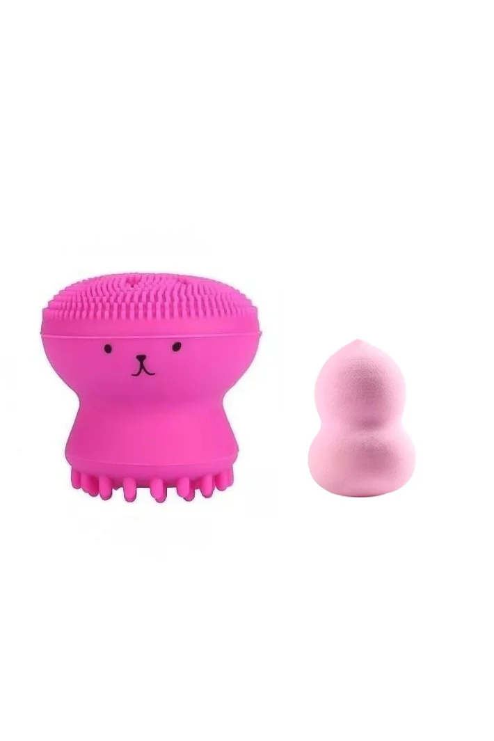 Set 2 buretei cosmetici Bonita in forma de para si dispozitiv de curatare faciala, din silicon, roz, Doty
