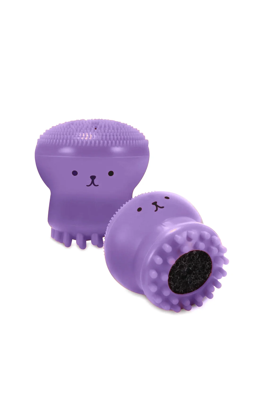 Set Bonita cu buretel cosmetic in forma de ou si dispozitiv de curatare faciala, din silicon, mov/portocaliu, Doty