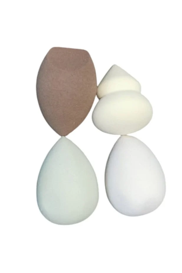 Set mini bureti make up LisaBeauty Doty®, 4 piese, aplicator fond de ten, corector, usor de folosit si curatat, maro/bej, 4 cm