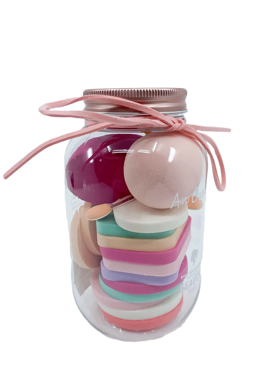 Set bureti make up Afrodita Jar, 20 piese, aplicator fond de ten, usor de folosit si curatat, multicolor, Doty