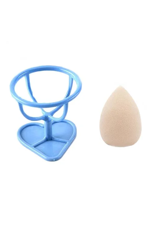 Set burete Afrodita cu suport, design picatura, aplicator fond de ten, usor de folosit si curatat, practic, crem/albastru, doty