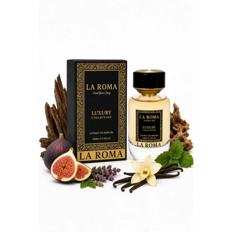 Parfum unisex La Roma Luxury A-3 Oud Amazing, oriental-lemnos, oud, smochina, patchouli si vanilie, pentru persoanele care isi doresc o aroma memorabila, sofisticata si intensa, 100ml